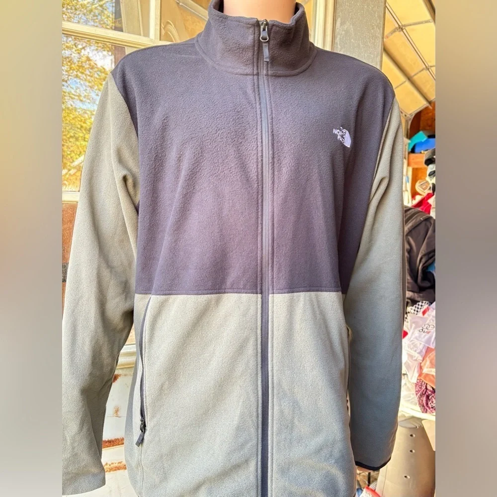 The North Face TKA Glacier zip up fleece in olive and black